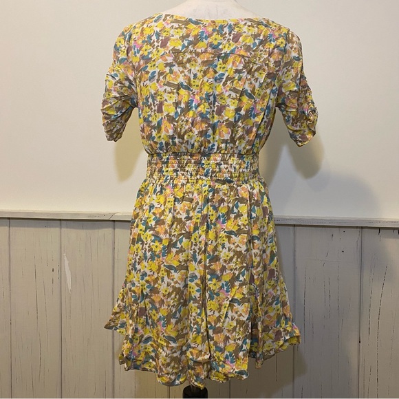 Free People Size 6 Yellow Forget Me Not Floral Mini Dress - Picture 3 of 10